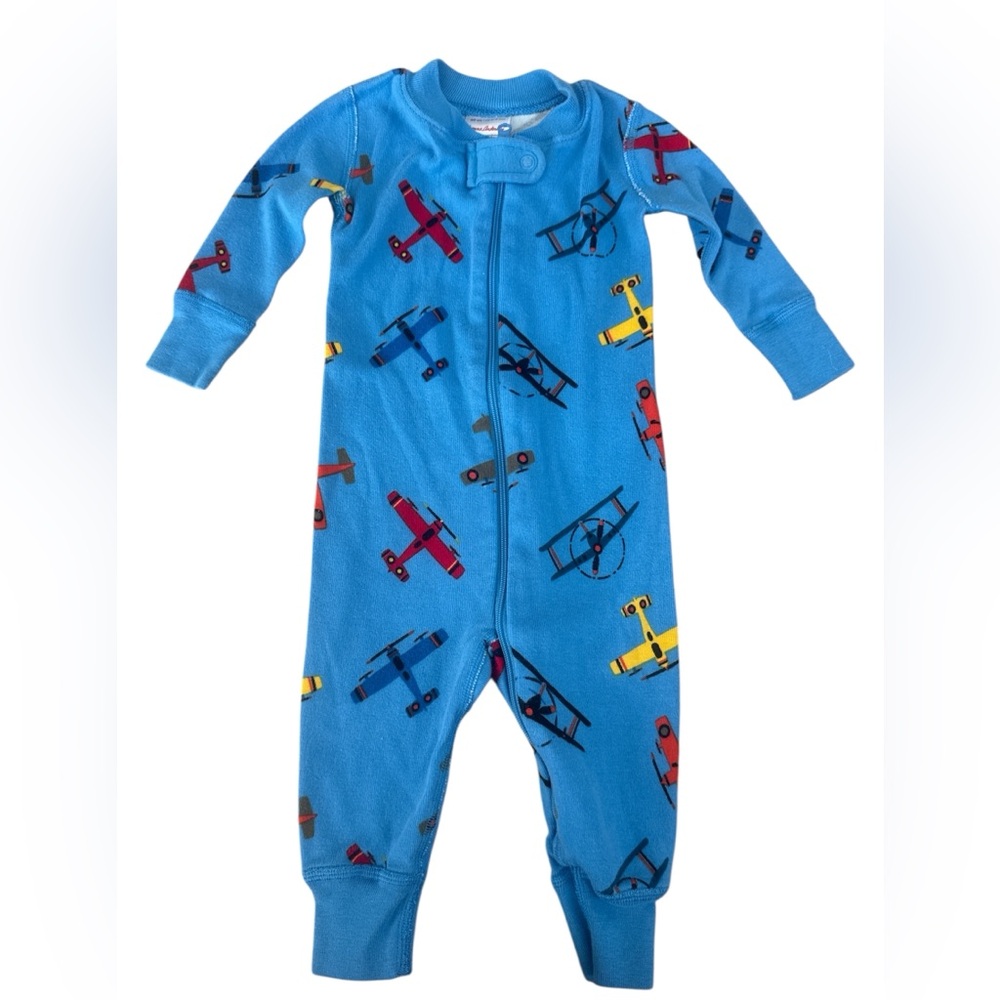 Hanna Andersson 100% organic cotton Baby Pajama  Blue Airplanes Print 3-6 mo